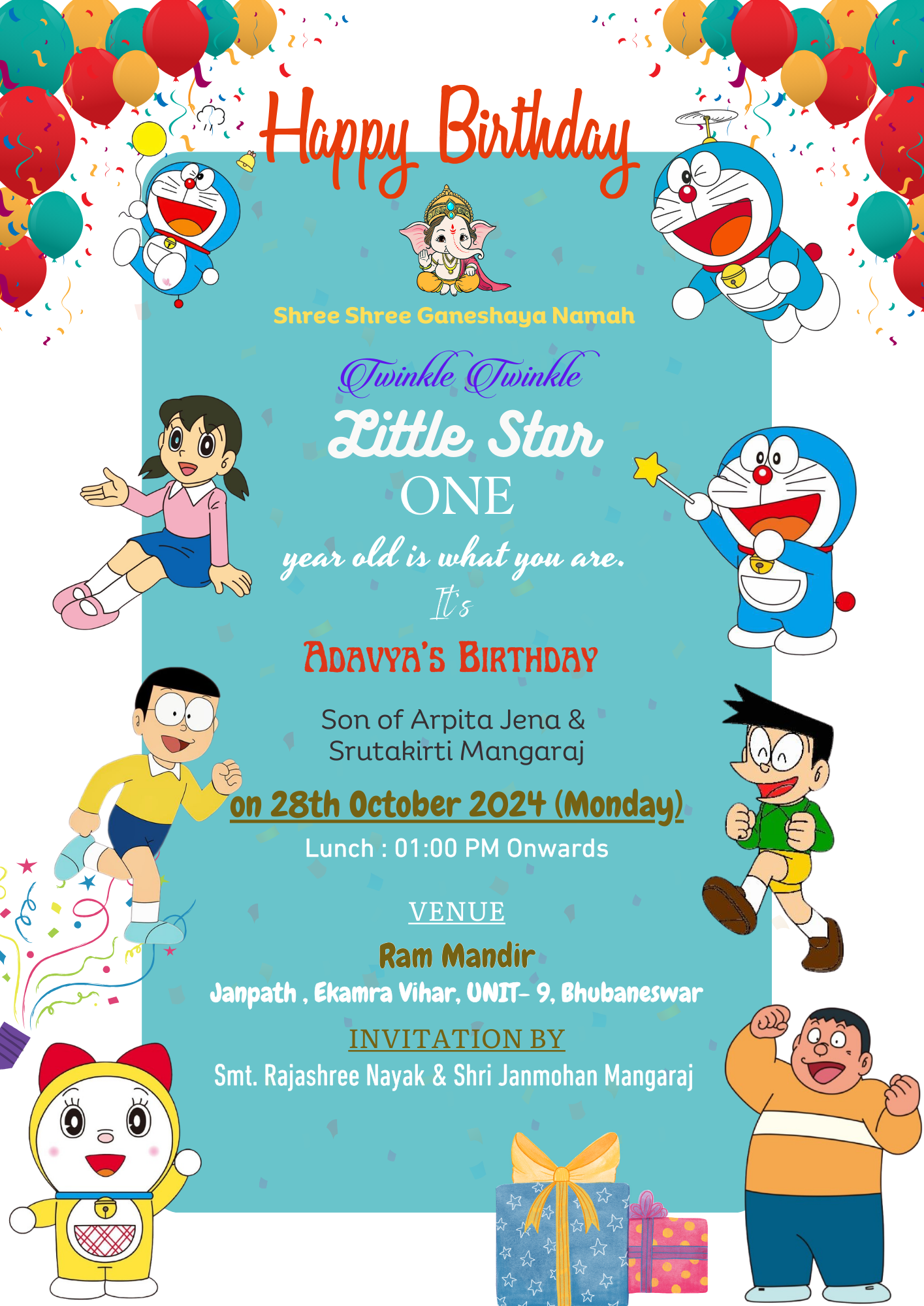 Birthday Invitation(Doraemon I)