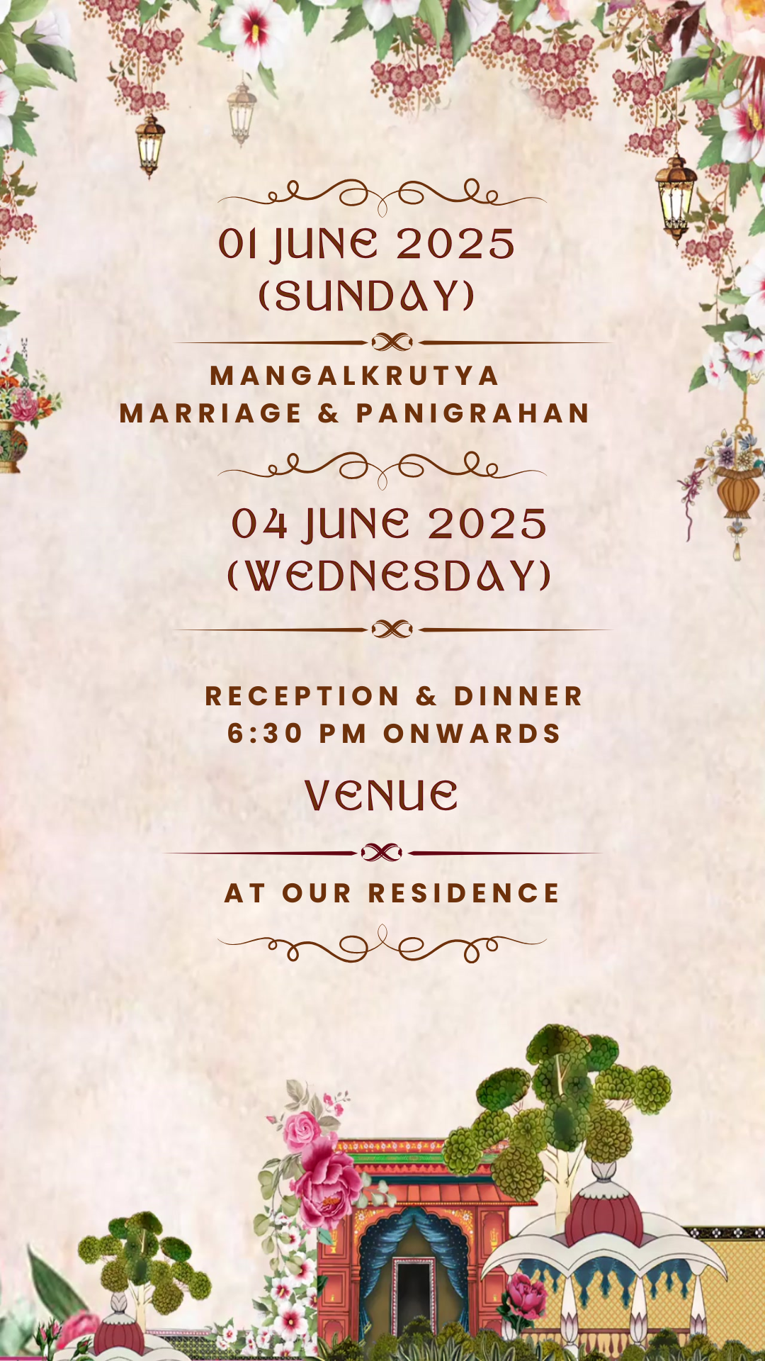 Traditional Wedding Invitation - Indian Village Design