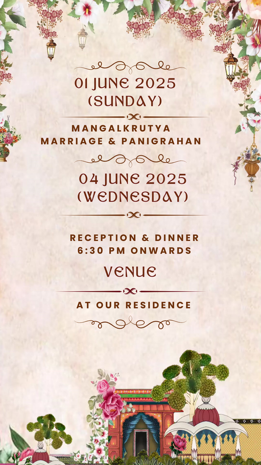 Traditional Wedding Invitation - Indian Village Design
